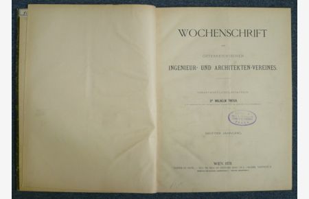 Wochenschrift des österreichischen Ingenieur- und Architekten-Vereins. 3. Jahrgang 1878