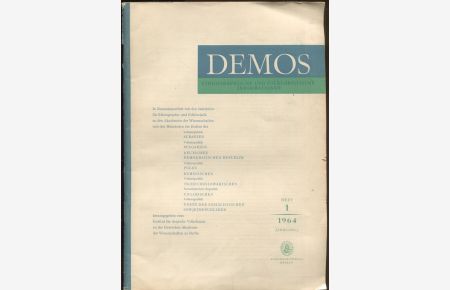 Demos. Ethnographische und folkloristische Informationen; 5/1 (1964)