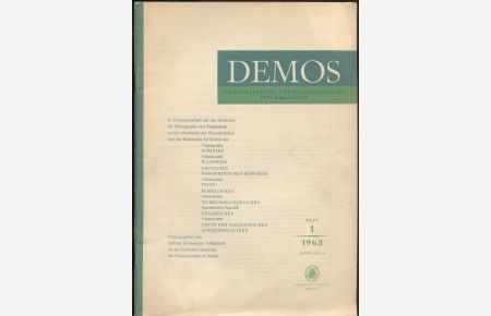 Demos. Ethnographische und folkloristische Informationen; 4/1 (1963)
