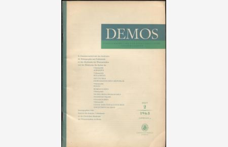 Demos. Ethnographische und folkloristische Informationen; 4/2 (1963)