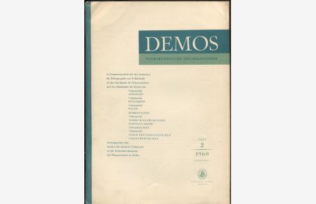 Demos. Volkskundliche Informationen; 1/2 (1960)