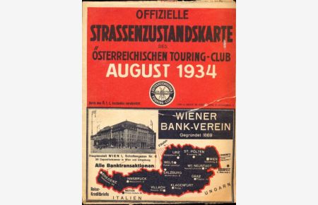 Offizielle Strassenzustandskarte des Österreichischen Touring-Club August 1934