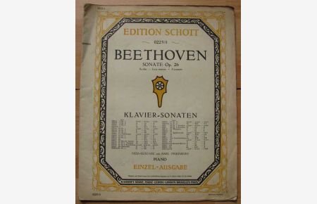 Beethoven Sonate Op. 26 - As dur - A major. Edition Schott 0225/1/2