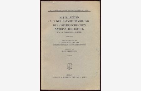 Mitteilungen aus der Papyrussammlung der Österreichischen Nationalbibliothek (Papyrus Erzherzog Rainer), neue Serie, V. Folge