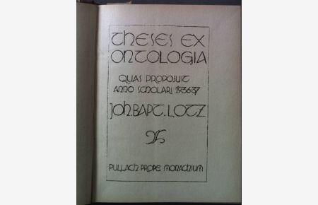 Theses ex ontologia - quas proposuit anno scholari 1936-37