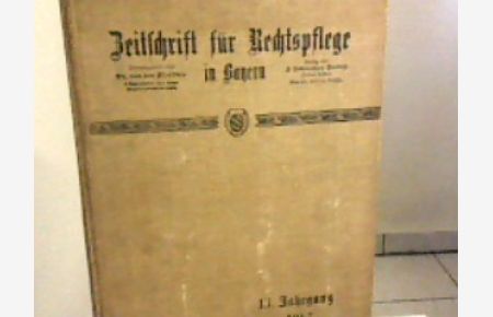 Zeitschrift für Rechtspflege in Bayern, 13. Jahrgang 1919.