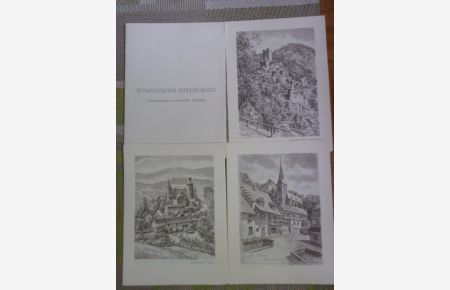 Romantische Eifelburgen. 12 Sepia-Zeichnungen von Erich Saalfeld  - Von Erich Saalfeld auf dem Umschlag signiert und mit 1972 signiertes Exemplar.