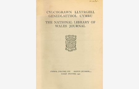 The National Library of Wales Journal. Volume XVI; Nr. 4. 1970.