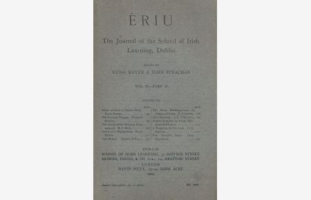 ERIU. Vol. II - Part II. The Journal of the School of Irish Learning, Dublin.