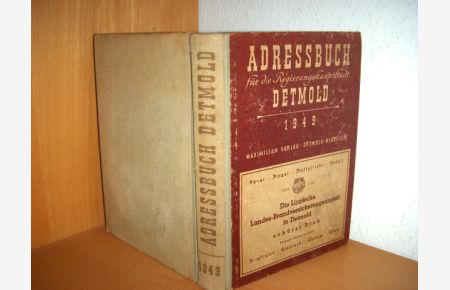 Detmold, Adreßbuch der Regierungshauptstadt Detmold und der Gemeinde Hiddesen 1949. Wohl ERSTE Ausgabe nach dem Krieg!