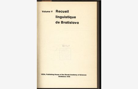 Recueil linguistique de Bratislava. Volume V. English-German-French-Russian.