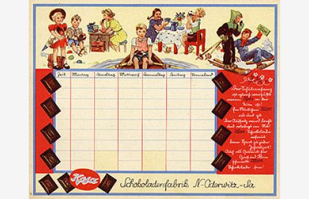 Histotrischer Stundenplan der Schokoladenfabrik N. -Oderwitz - Sa. Kosa