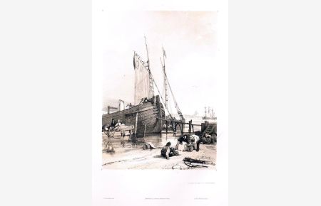Gravesend Thames fishermen Original Lithographie