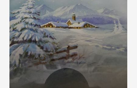 Dorf im Schnee. Aquarell, um 1955. 10, 5 x 18 cm.