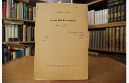 Sonderdruck des Aufsatzes: Geschichte und Vorgeschichte der Revolution von 1918/19 in Bayern.  Aus: Neue politische Literatur Heft 3/1971.