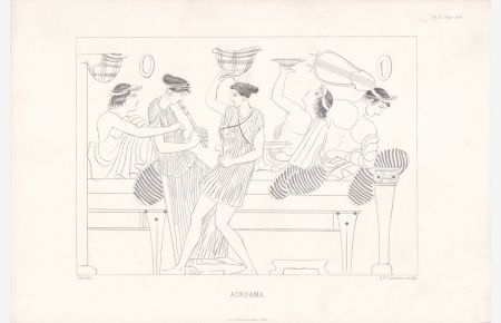 Acroama, Stahlstich um 1845 von Lemaitre nach Zier, Blattgröße: 17, 5 x 26 cm, reine Bildgröße: 14 x 18, 2 cm.