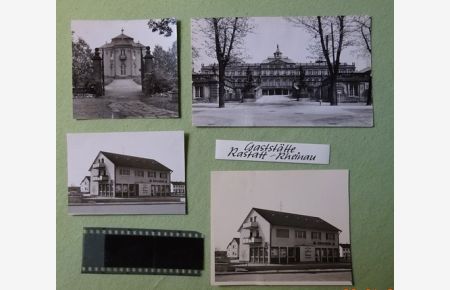 4 s/w Fotografien und 2 Negative v. Gaststätte Rastatt-Rheinau und Schloß Rastatt v. 15. 8. 1966 (Gaststätte, Schloßansichten)