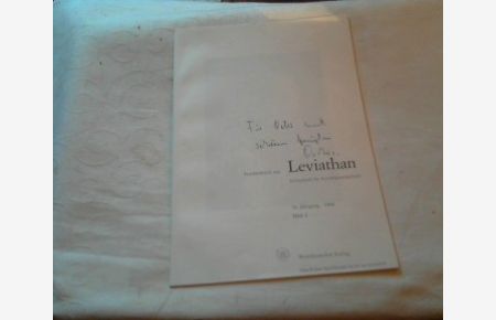 Sonderdruck aus Leviathan mit einer kleinen Widmung von Oskar Negt.