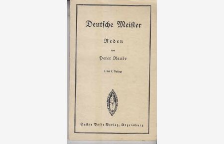 Deutsche Meister. reden von Peter Raabe.