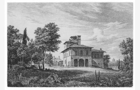 Villa di Rafaello prezzo Roma. Blick auf die Villa, links im Hintergrund die Villa Medici und rechts im Hintergrund der Petersdom.
