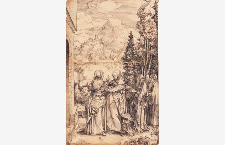 Die Heimsuchung. Orig. Federzeichnung nach dem Holzschnitt aus dem Zyklus „Das Marienleben“ von Albrecht Dürer, um 1850.