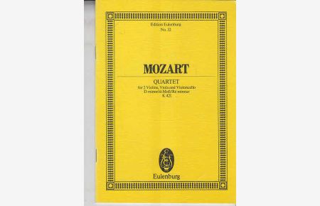 [(String Quartet in D Minor, K. 421)] [Author: Wolfgang Amadeus Mozart] published on (August, 1981)