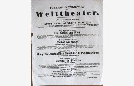 Theatre Pittoresque oder Welttheater. (Unterzeichner:) Friedrich Lorgie.