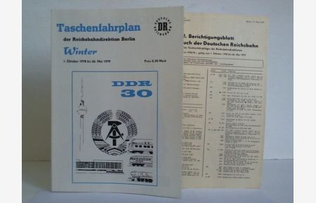 Taschenfahrplan der Reichsbahndirektion Berlin. Winterfahrplan. 1. Oktober 1978 bis 26. Mai 1979 nebst 1 Berichtigungsblatt
