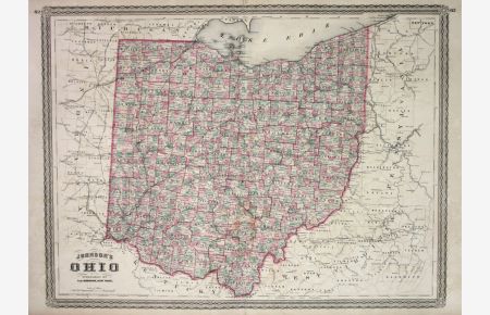 Ohio - Ohio United States Johnson vintage map Karte civil war antique engraving