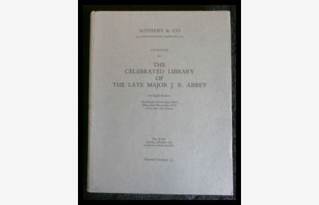 Catalogue of the Celebrated Library of the late Major J. R. Abbey (Day of Sale: Tuesday, 4th June 1974)