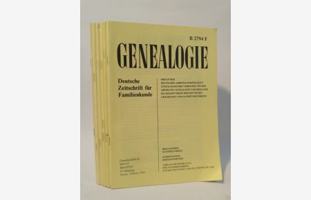 Genealogie Deutsche Zeitschrift für Familienkunde Band 24 6 Hefte ( Heft 1-12) 47. Jahrgang 1998