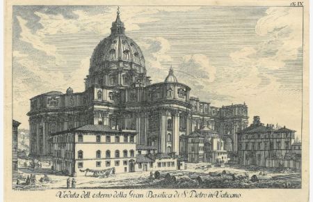 Veduta dell esterno della Gran Basilica di S. Pietro in Vaticano. Ansicht der Peterskirche mit dem Vatikan.
