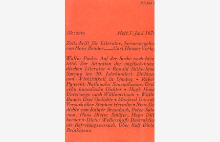 Heft 3 / 1976. 23. Jg. Akzente. Zeitschrift für Literatur.