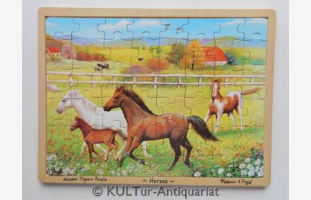 Wooden Jigsaw Puzzle - Horses, 48 Pieces, Lights Camera Interaction #305.