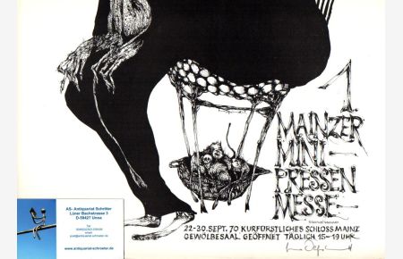 Plakatdruck.   - Motiv: 1. Mainzer Mini-Pressen-Messe 1970.