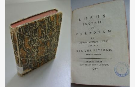 Lusus ingenii et verborum in animi remissionem. ERSTAUSGABE 1792, RAR!