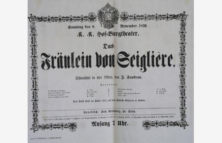 Das Fräulein von Seigliere, Schauspiel in vier Akten, von J. Sandeau.