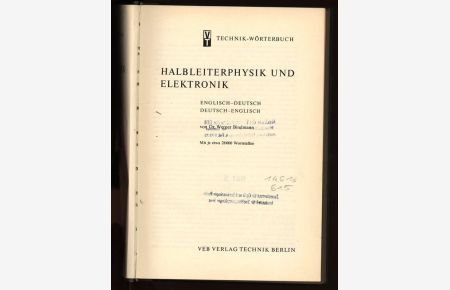 Halbleiterphysik und Elektronik. Englisch-Deutsch, Deutsch-Englisch.   - Technik-Wörterbuch.