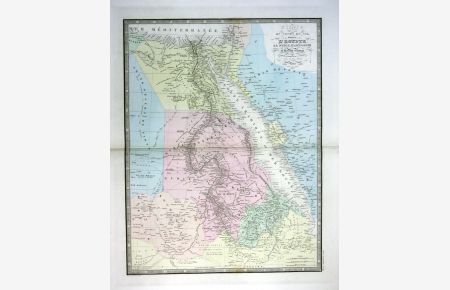 Carte du cours du Nil comprenant l'Egypie - Egypt Ägypten Red Sea Karte map