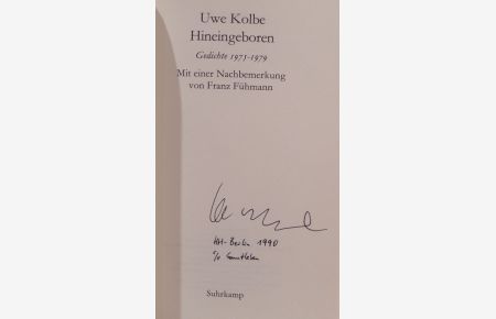 Hineingeboren. Gedichte 1975 - 1979. Mit einer Nachbemerkung von Franz Fühmann.