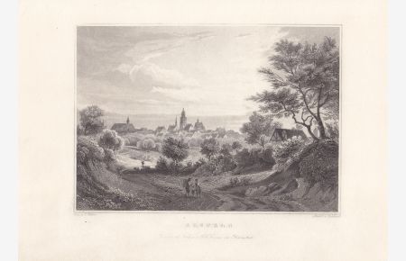 Alsfeld, Walpurgiskirche, Stadtansicht, Stahlstich um 1850 von Robock nach P. Weber, Blattgröße: 15 x 21, 3 cm, reine Bildgröße: 12 x 14, 8 cm.