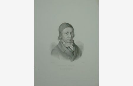Portrait. Brustfigur nach viertelrechts mit Kappe auf dem Haupthaar. Stahlstich von H. Meyer nach einer Zeichnung von Ludwig Vogel.