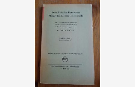 Zeitschrift der Deutschen Morgenländischen Gesellschaft Band 94 - Heft 1.   - (Neue Folge Band 19)