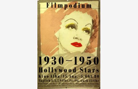 Plakat - Hollywood 1930 - 1950 Filmpodium. Siebdruck.
