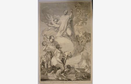 S. Ignatius Lojola Societatis Iesu Fundator.   - Radierung (gegenseitig) nach einem Gemälde von Antonio Balestra (1666 - 1740), Glory of St. Ignatius, 1724, Museo Di Castelvecchio in Verona.