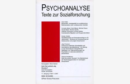 Psychoanalyse - Texte zur Sozialforschung - 11. Jahrgang - Heft 1 - Dezember 2007.