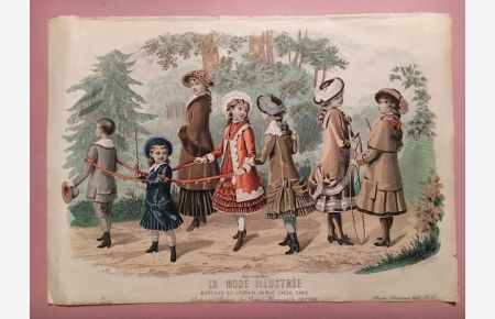 Kindermode um 1880.   - Costume d'Enfants des Grands Magasins du Louvre.