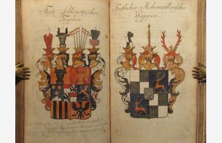 Bequemes und zum Zeitungs-Lesen sehr dienliches genealogisches und heraldisches Hand-Buch. Worinnen aller jetzigen Europäischen Potentaten Stamm-Tafeln und Wappen enthalten.
