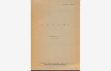 Antisemitismusforschung als Wissenschaft. Antrittsvorlesung, 9. Nov. 1982.   - Fachbereich 1, Zentrum für Antisemitismusforschung.