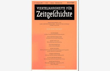 Vierteljahreshefte für Zeitgeschichte. 41. Jahrgang, 4. Heft, Oktober 1993.
